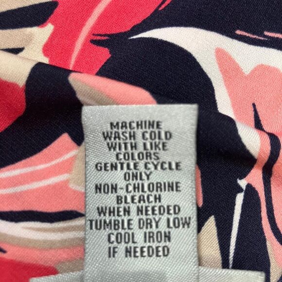 Catherine's Women's 3X Sleeveless Tank Midi Dress Pink Navy Blue Tropical Leaves - Picture 4 of 6